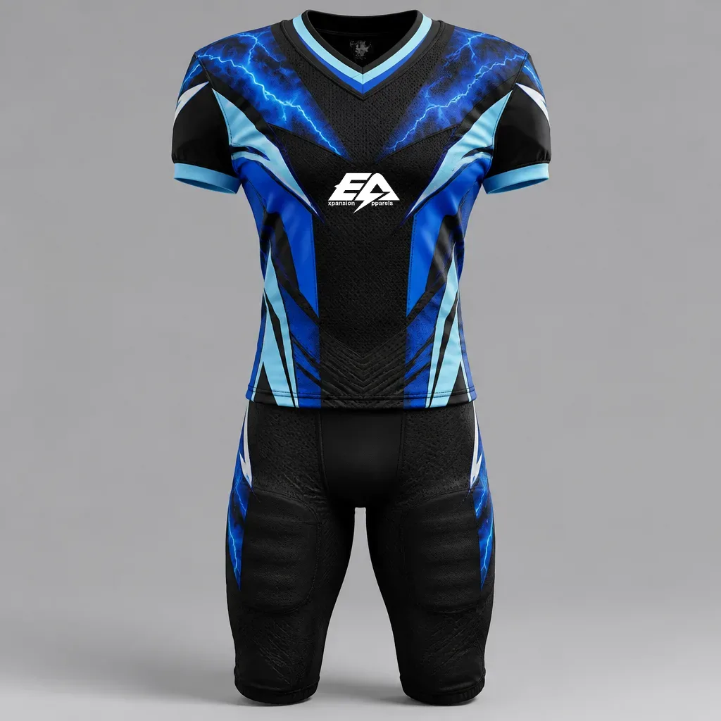Embroidered American Football Team Uniform Set - front view (with logo)